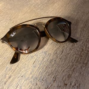 RayBan all black round aviator sunglasses - with original case & some scratches